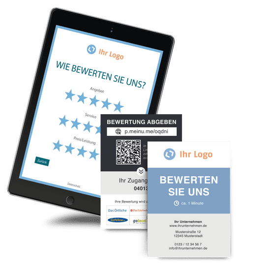 Meinungsmeister: Mit der praktischen Bewertungs-App können Sie per Smartphone oder Tablet Kundenrezensionen sammeln und so Ihre Online-Reputation pushen.